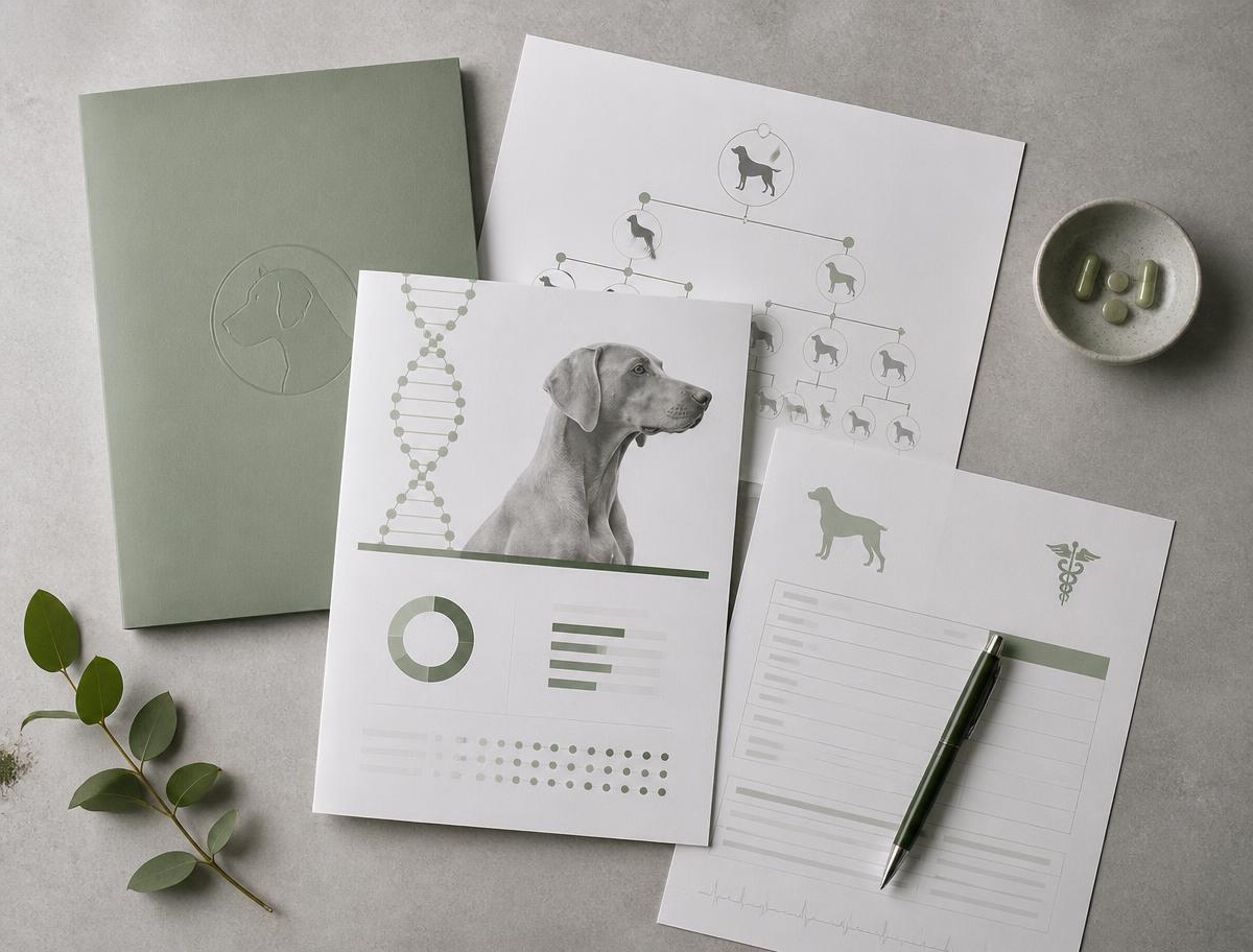 Pedigree chart, genetic screening report and health documentation